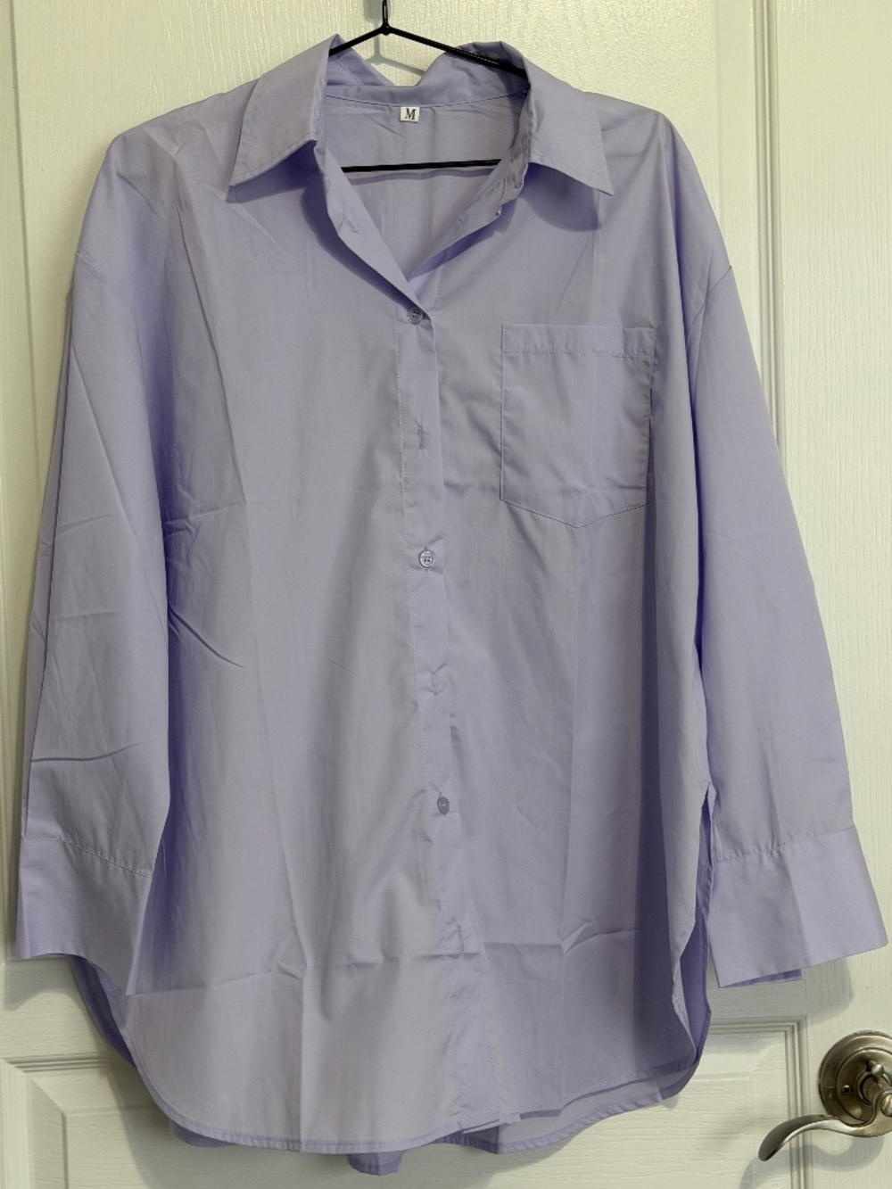 Lavender Boyfriend Oversized Fit Long Sleeve Blouse Pastel Purple M